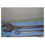 Miscellaneous LOT of LARGE Open-End and Combination Wrenches and HUGE Crescent Wrench