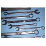 Miscellaneous LOT of LARGE Open-End and Combination Wrenches and HUGE Crescent Wrench