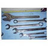 Miscellaneous LOT of LARGE Open-End and Combination Wrenches and HUGE Crescent Wrench