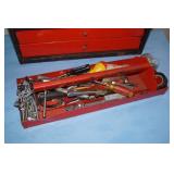Vintage Large Tool Box FULL of TOOLS with Hinged-Lid and Two Sliding Drawers