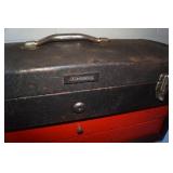 Vintage Large Tool Box FULL of TOOLS with Hinged-Lid and Two Sliding Drawers