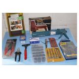 Large Lot of Miscellaneous Tools & Accessories - Drill Bits Stapler Caulk Gun & More