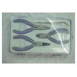 Purple Tool Box with 2 Pliers, Clippers, Tweezers, Copper Wire