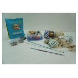 Lion Cotton Yarn, Thread, Pins, Knitting Needles, Learn To Crochet Kit