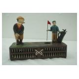 Vintage cast iron "Birdie Putt" mechanical coin bank