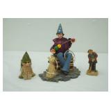 Icelandic Troll resin Figurine; 1987 Emmett Kelly hobo clown figurine; 1985 Hallmark Jester Music Box