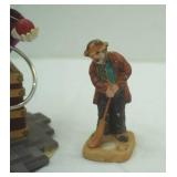 Icelandic Troll resin Figurine; 1987 Emmett Kelly hobo clown figurine; 1985 Hallmark Jester Music Box