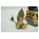 Icelandic Troll resin Figurine; 1987 Emmett Kelly hobo clown figurine; 1985 Hallmark Jester Music Box