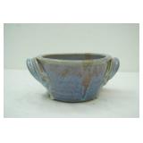 Handmade Artist signed Ceramic Bowl. Deep Blue, Light Blue, Purple Drip Glaze