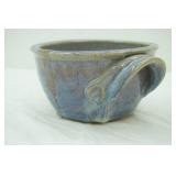Handmade Artist signed Ceramic Bowl. Deep Blue, Light Blue, Purple Drip Glaze