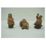 Vintage Italian Resin Happy Friar Figurines 3ct