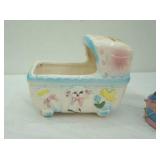 Vintage Ceramic Music Box Planters. Rubens Originals.