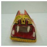 hand carved, hand painted wooden jaguar or tiger mask