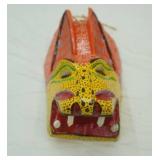 hand carved, hand painted wooden jaguar or tiger mask