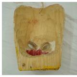 hand carved, hand painted wooden jaguar or tiger mask