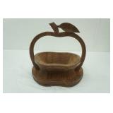 Hand Carved wooden collapsible apple basket