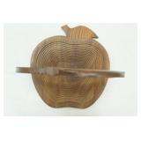 Hand Carved wooden collapsible apple basket