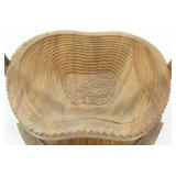 Hand Carved wooden collapsible apple basket