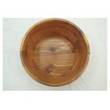 handmade, hand turned segmented wooden bowl 7.25" diameter by 4.25" tall