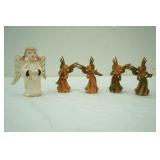 Vintage hand painted Art Plastics Angel Figurines (made in British Hong Kong); Vintage Ceramic Angel Figurine