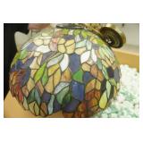 Vintage Tiffany Leaded Stained Glass Pendant Lamp. Ceiling Lamp