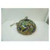 Vintage Tiffany Leaded Stained Glass Pendant Lamp. Ceiling Lamp