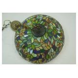 Vintage Tiffany Leaded Stained Glass Pendant Lamp. Ceiling Lamp
