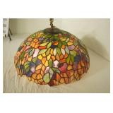 Vintage Tiffany Leaded Stained Glass Pendant Lamp. Ceiling Lamp