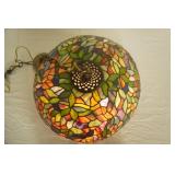 Vintage Tiffany Leaded Stained Glass Pendant Lamp. Ceiling Lamp