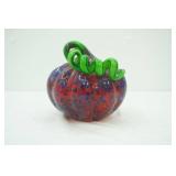 Hand Blown Glass Pumpkin. Chroma Glass "Ruby Rainbow" Pumpkin