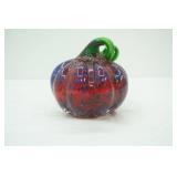 Hand Blown Glass Pumpkin. Chroma Glass "Ruby Rainbow" Pumpkin