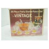 Vintage Clear Glass Punch Bowl Set