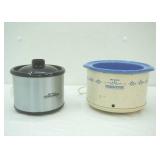 Rival Little Dipper Crock Pot with lid, and Rival Crock Ette Stoneware Slow Cooker 7" diameter by 5" tall (no lid)