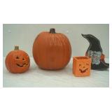 Jack-O-Lantern Halloween Decor. Wooden Witches Hat