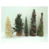 Decorative Holiday Evergreen Trees. 19"-14" tall