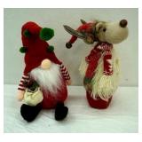 Holiday Gnome and Reindeer. Plush Figures