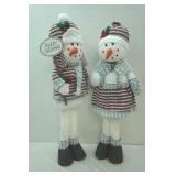 Snowman & Woman Figurines 33" tall