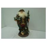 Christmas Santa Green Coat. St. Nicholas Woodsman Figurine 16" tall
