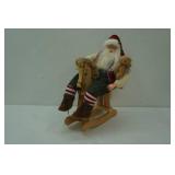 Wooden Santa Doll Figurine on Rocking Horse