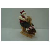 Wooden Santa Doll Figurine on Rocking Horse