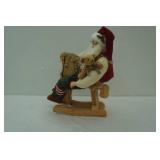 Wooden Santa Doll Figurine on Rocking Horse