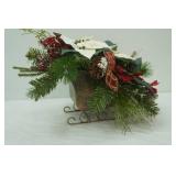 Metal Sleigh Decor and Artificial Arrangement