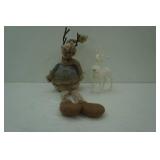 Reindeer Plush Figure & White Sparkling Deer Figurine