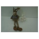 Reindeer Plush Figure & White Sparkling Deer Figurine