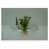 Clear Glass Christmas Tree Candle Holders; Metal Star Tree Topper, Metal Christmas Tree, Light Up Pine Tree, LED Light Up Tree