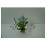 Clear Glass Christmas Tree Candle Holders; Metal Star Tree Topper, Metal Christmas Tree, Light Up Pine Tree, LED Light Up Tree