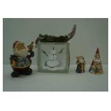 Vintage Resin Santa Claus Figurine, Wooden Cone Santa Figurine, and more