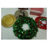 Christmas Themed Serving Trays & Storage Containers; Wreath, Vintage Style Window Wall Hang