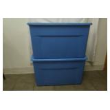2 Large Totes With Lids. 33 Gallon