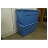 2 Large Totes With Lids. 33 Gallon